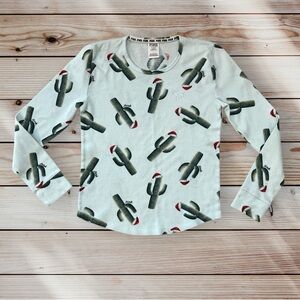 Victorias Secret VS Pink Santa Cactus Christmas Holiday Long Sleeve Shirt M